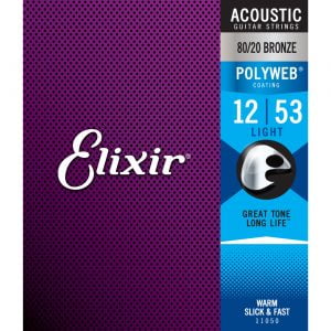 Elixir 11050 80/20 Bronze with POLYWEB Coating 12-53 Light Akustik Gitar Teli
