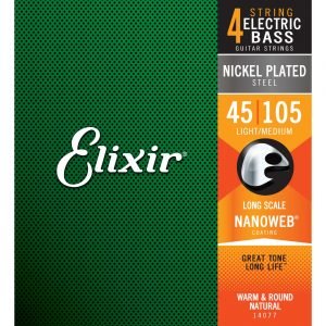 Elixir 14077 Nickel Plated Steel with NANOWEB Coating 45-105 Light/Medium Bas Gitar Teli