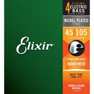 Elixir 14087 Nickel Plated Steel with NANOWEB Coating 45-105 Light/Medium Extra Long Scale Bas Gitar Teli