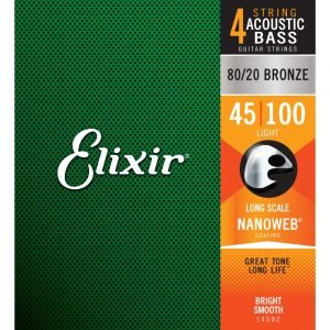 Elixir 14502 80/20 Bronze with NANOWEB Coating 45-100 Light Long Scale Akustik Bas Gitar Teli